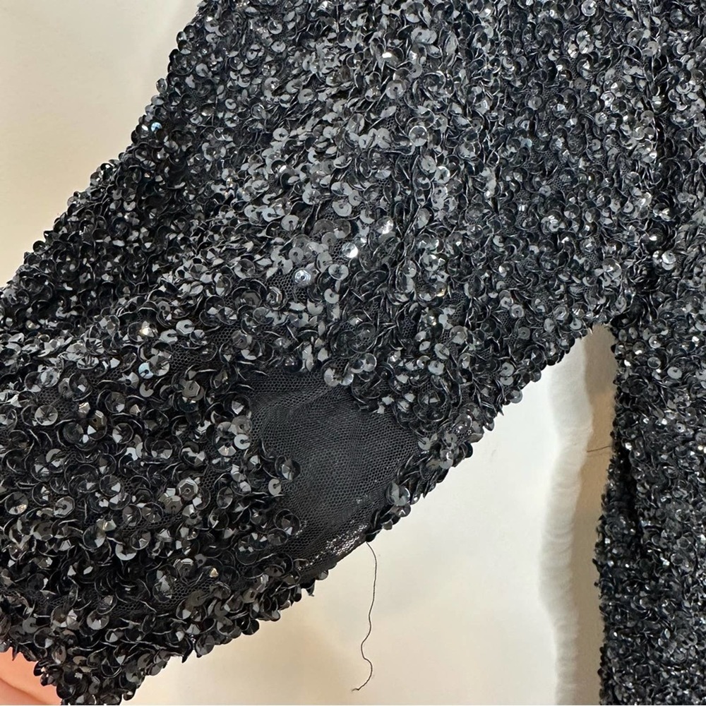 Ba&sh Small Black Scarlet Sequin Long Sleeve Vneck Mini Dress - Picture 10 of 10